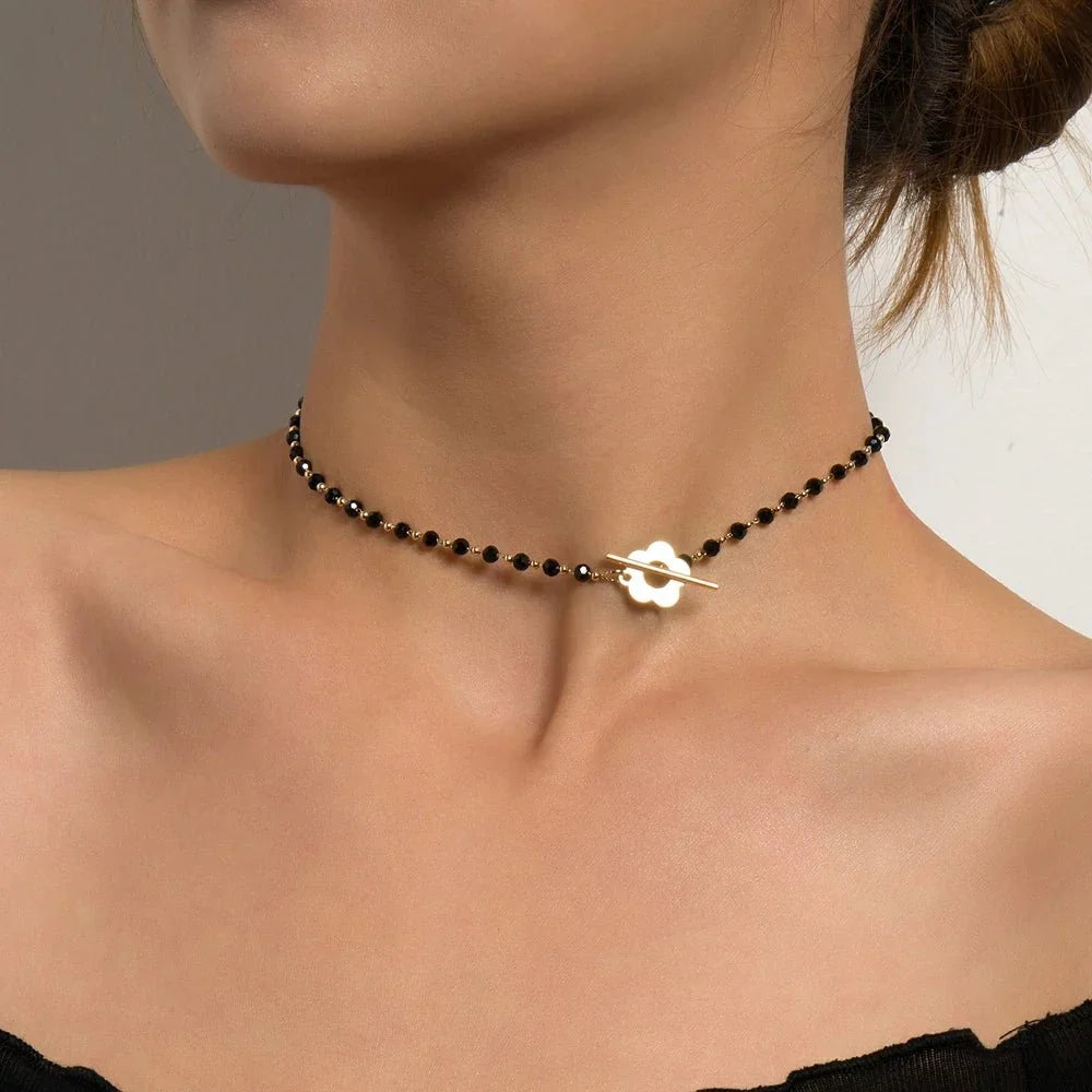 Floral Choker Flower Clasp Necklace