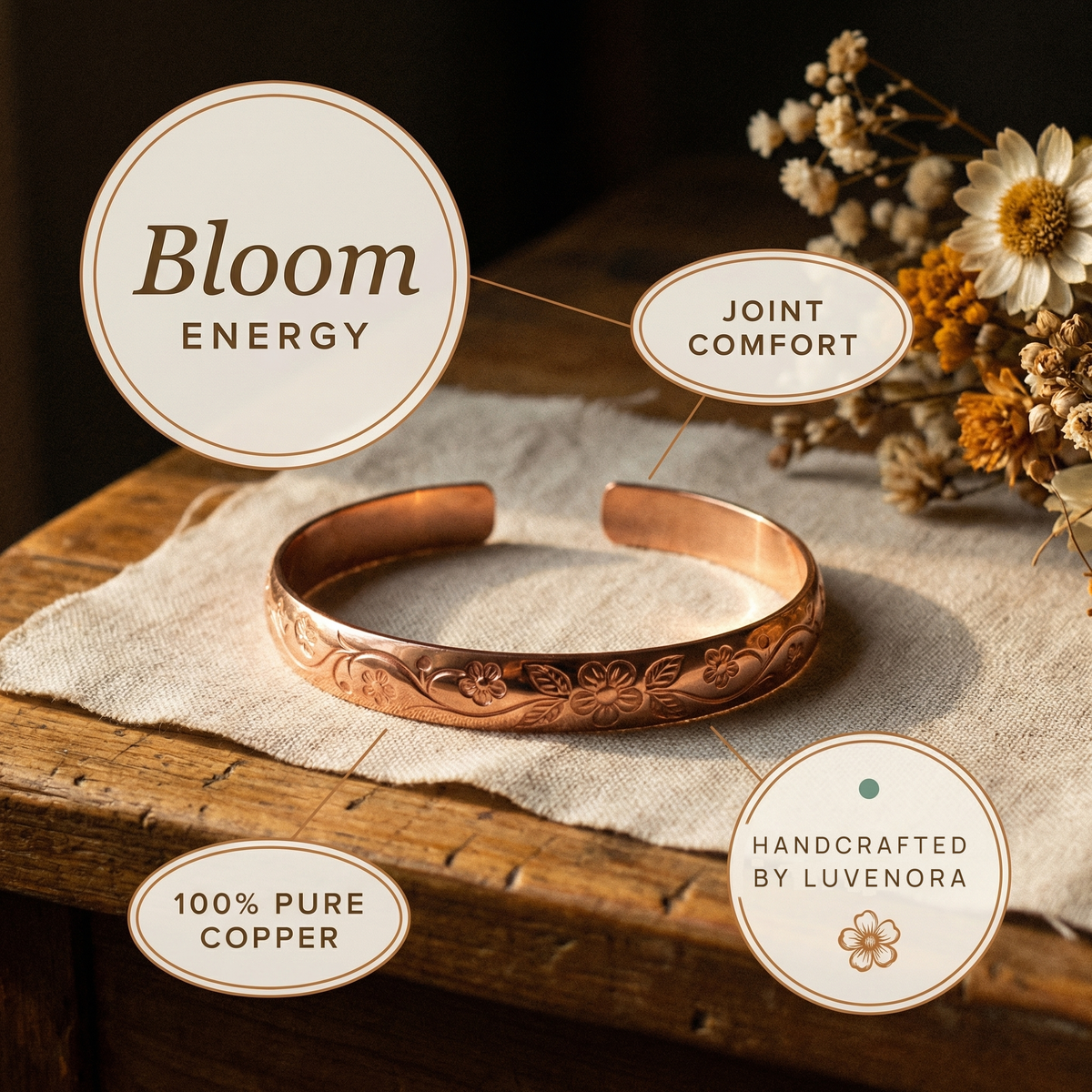 Luvenora's Bloom Copper Bracelet