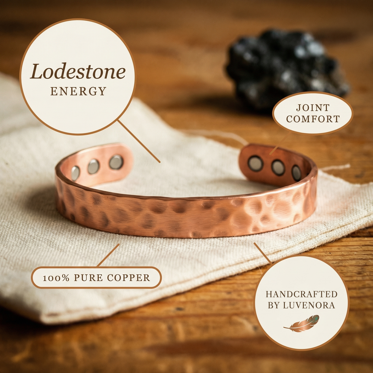 Luvenora's Lodestone Copper Bracelet