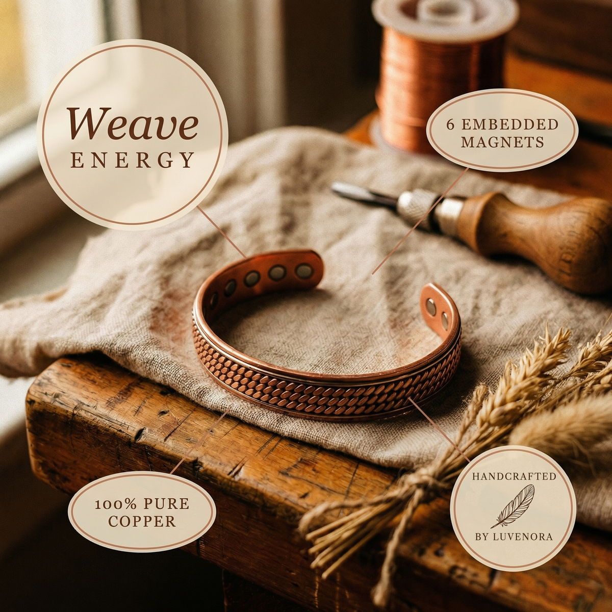 Luvenora's Wave Copper Bracelet