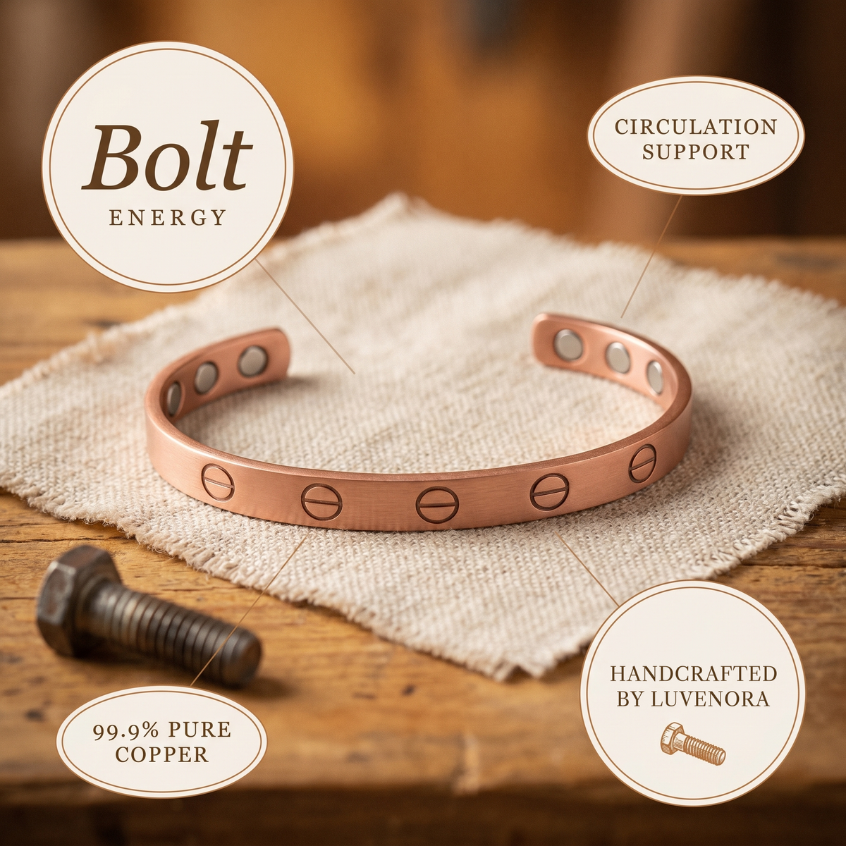 Luvenora's Bolt Copper Bracelet