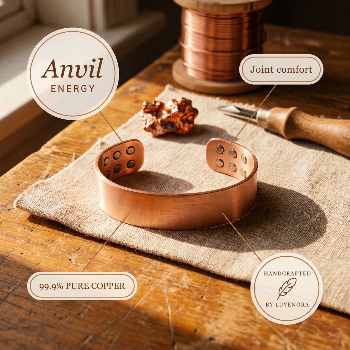 Luvenora's Anvil Copper Bracelet