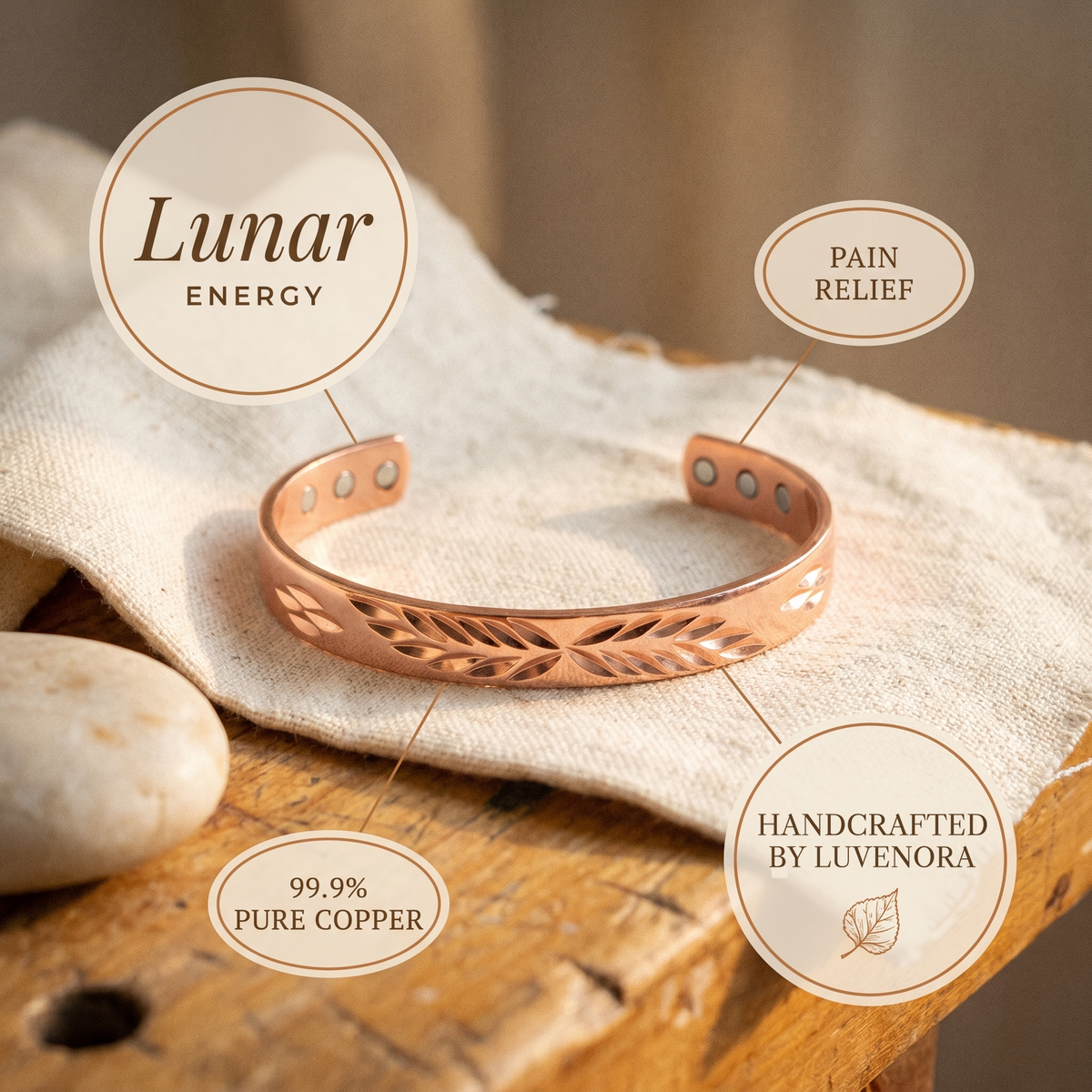Luvenora's Lunar Copper Bracelet