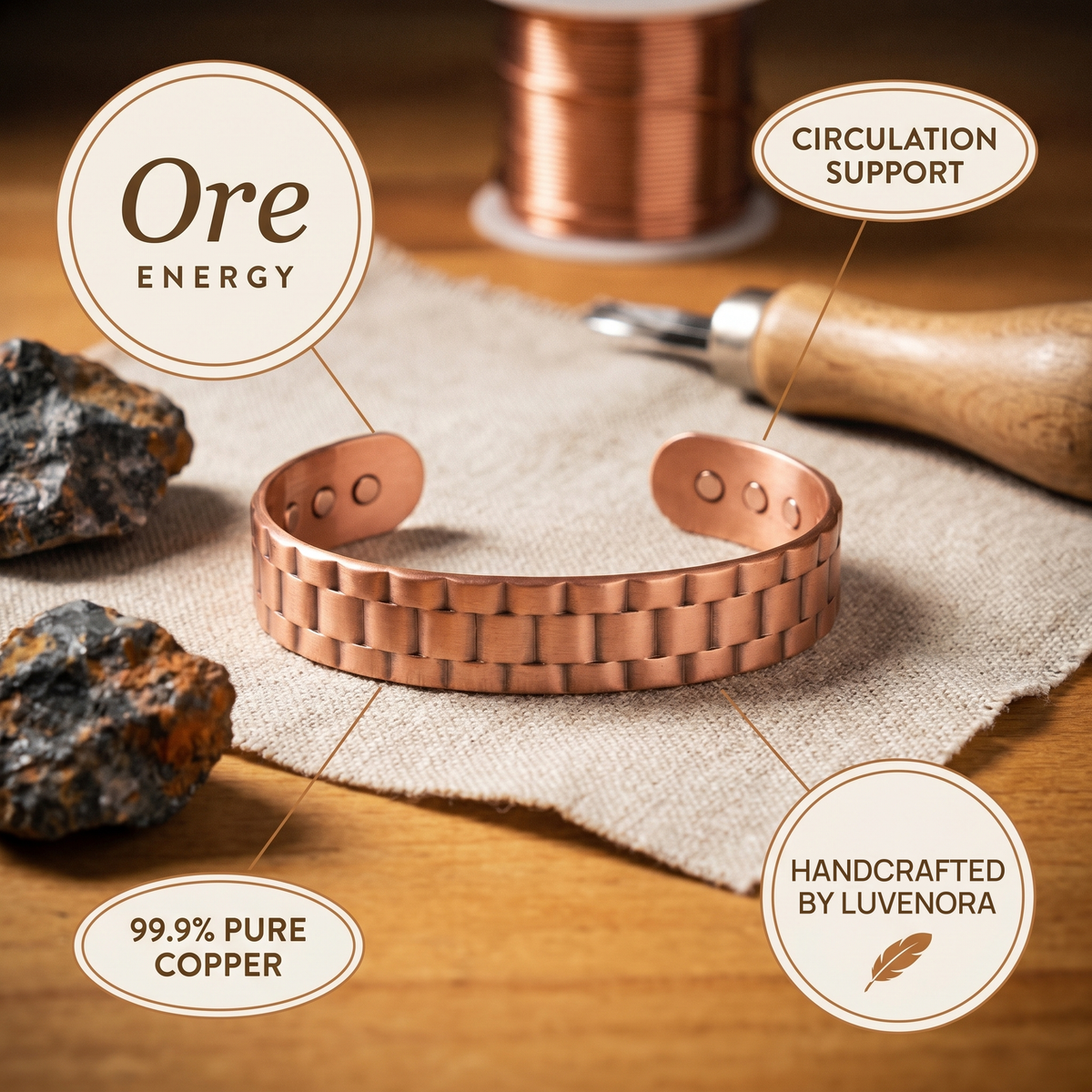 Luvenora's Ore Men's Copper Bracelet