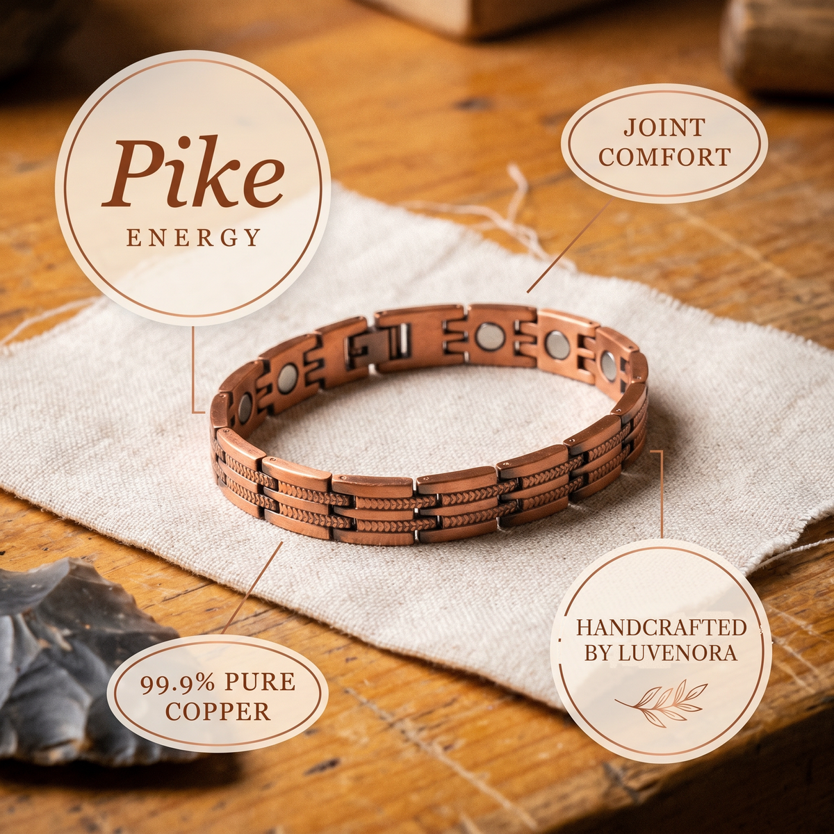 Luvenora's Pike Men's Copper Bracelet