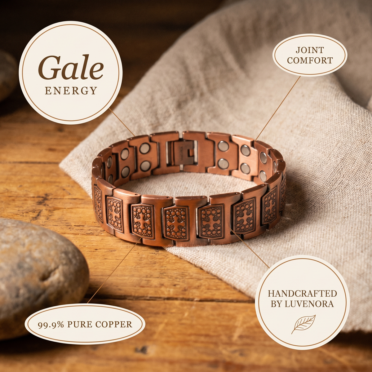 Luvenora's Gale Men's Copper Bracelet