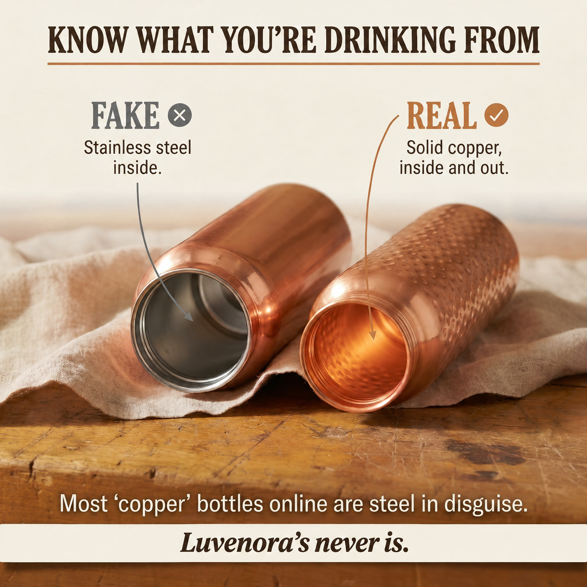 Luvenora's Pure Copper Water Bottle
