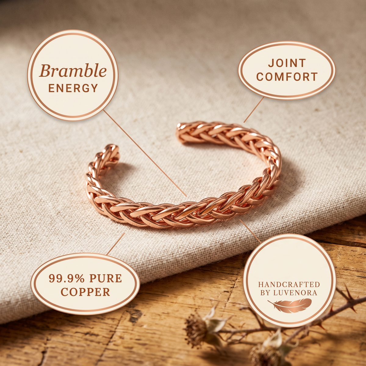 Luvenora's Bramble Copper Bracelet