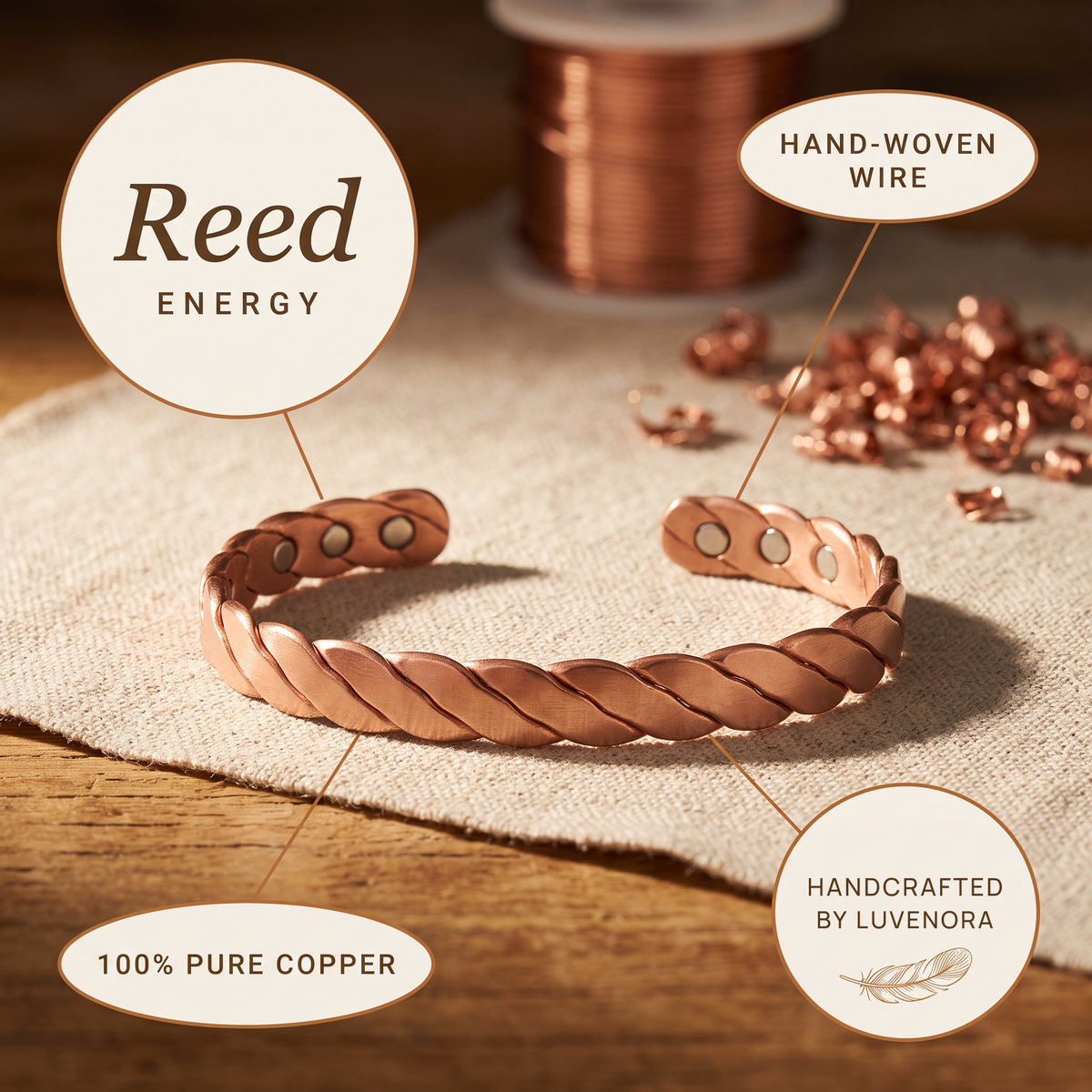Luvenora's Reed Copper Bracelet
