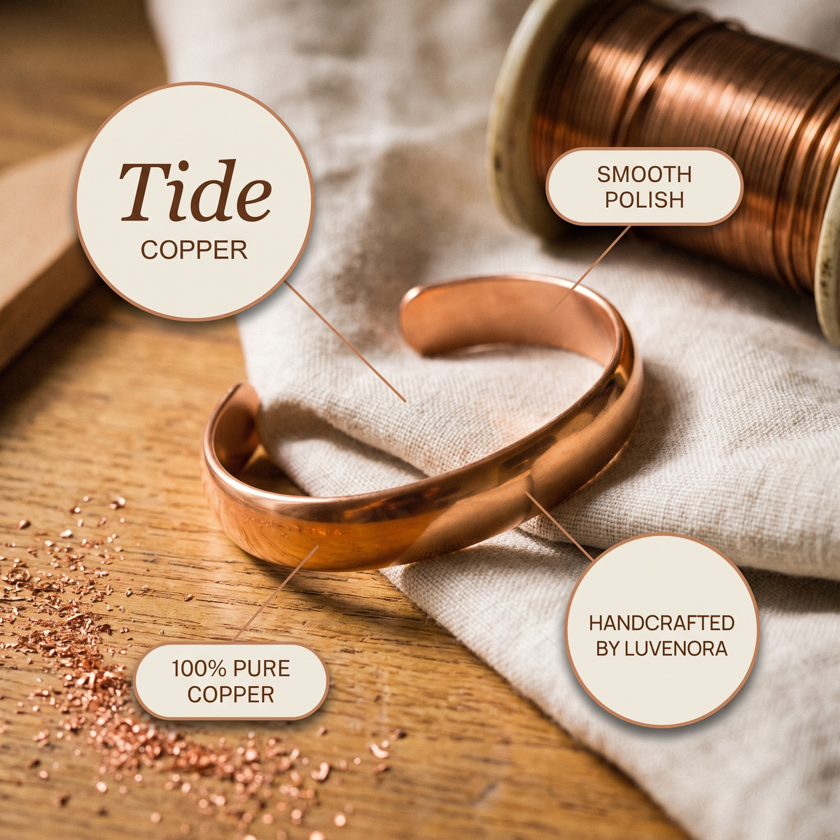 Luvenora's Tide Copper Bracelet