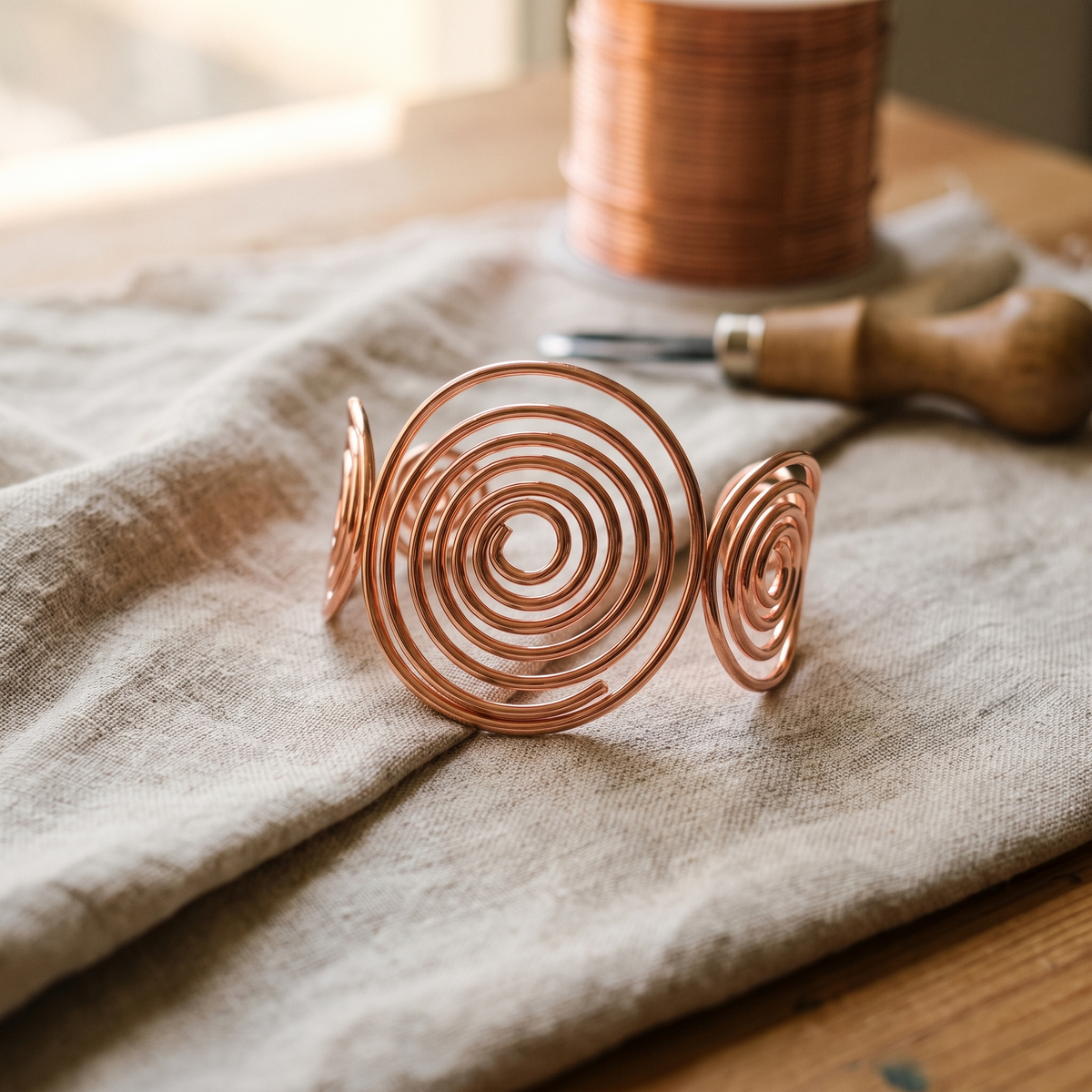 Luvenora's Spiral Copper Bracelet