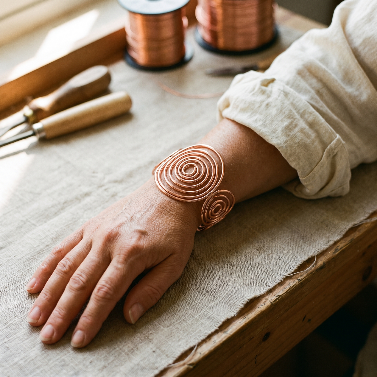 Luvenora's Spiral Copper Bracelet