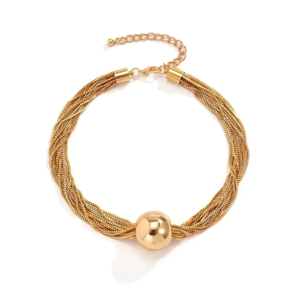 Posh Multi Layered Chain Ball Necklace and Bracelet