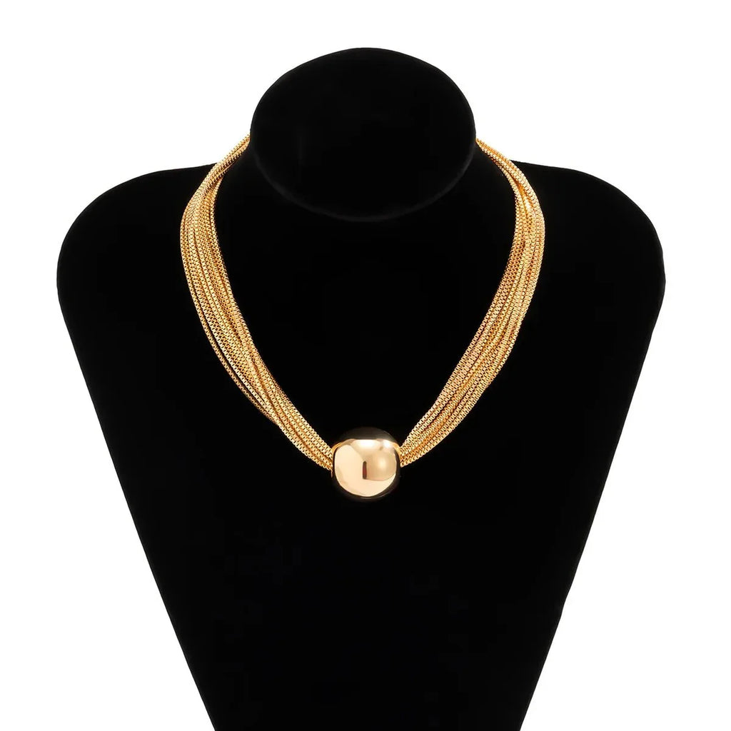 Posh Multi Layered Chain Ball Necklace and Bracelet