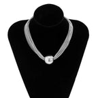 Posh Multi Layered Chain Ball Necklace and Bracelet