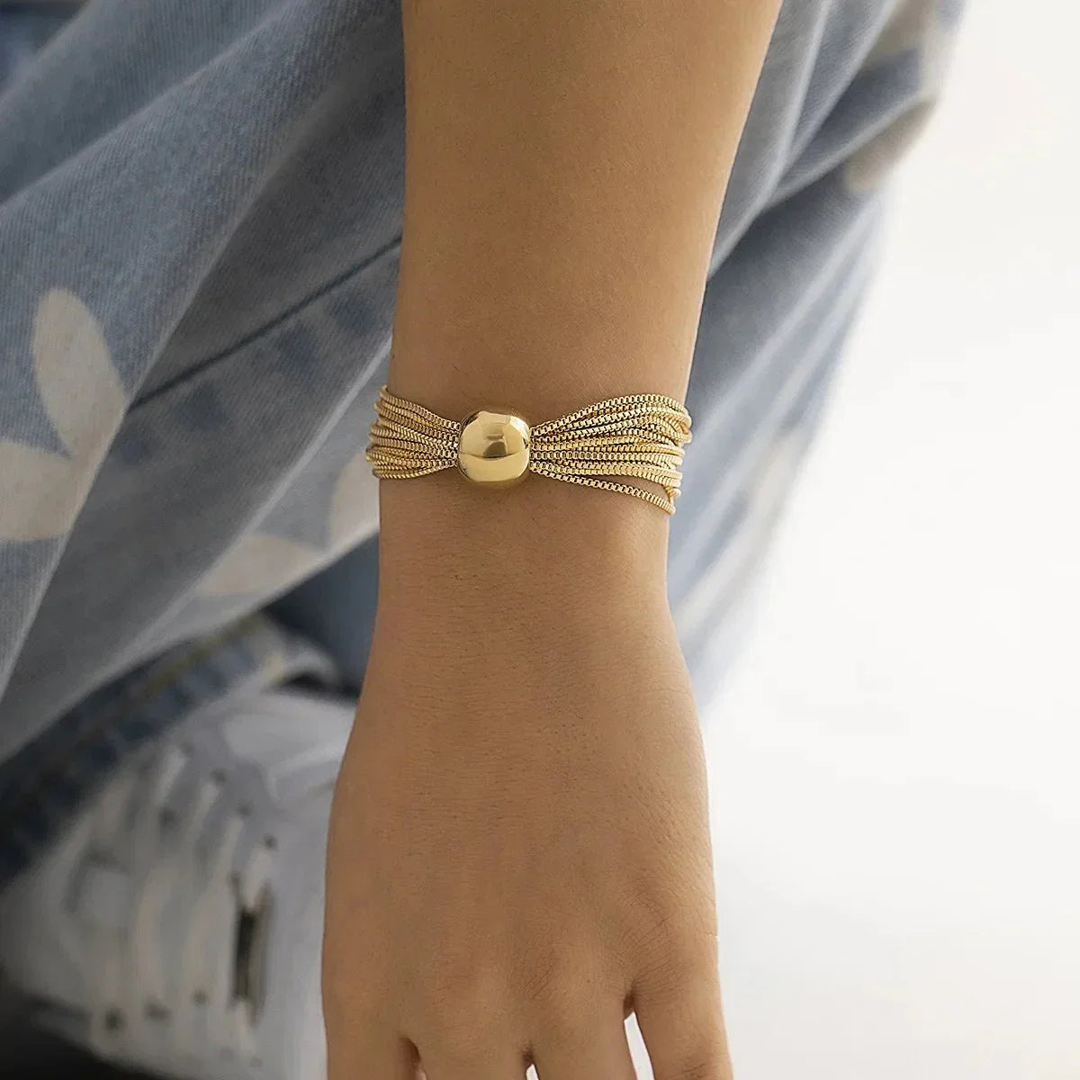 Posh Multi Layered Chain Ball Necklace and Bracelet